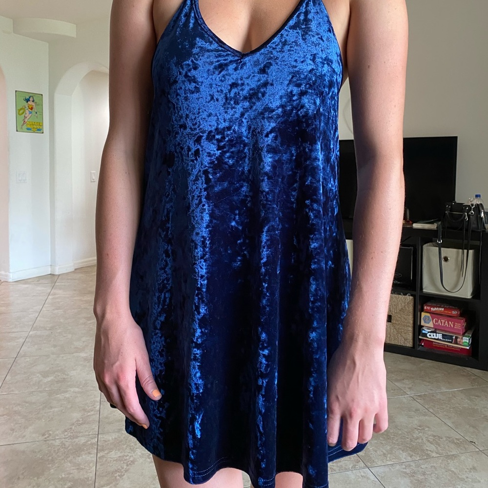Blue halter top dress